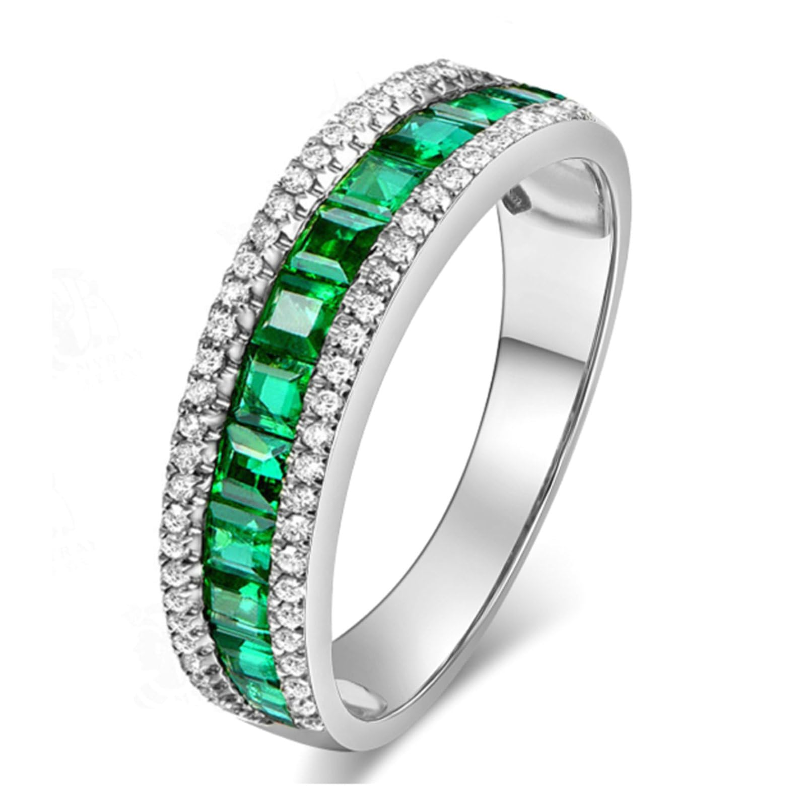 Anillos de compromiso de platino para mujer, anillo de compromiso de tamaño H 1/2-V 1/2 flor con esmeralda ovalada de 1,5 quilates y moissanita 0,46 quilates