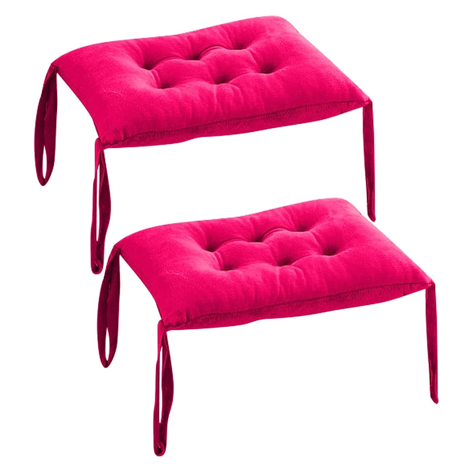 Coussin de chaise rose lot de 2 galettes antidérapantes 35x38 cm