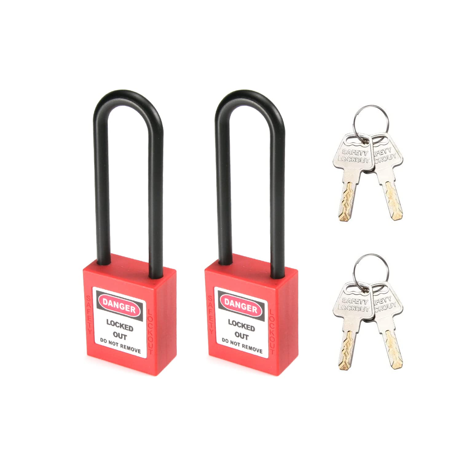 MroMax Lockout Tagout Lock, Safety Padlock Keyed Alike,Loto Security Padlock Steel Shackle Black Padlock For Lock Out Tag Out 2Pcs - View #11