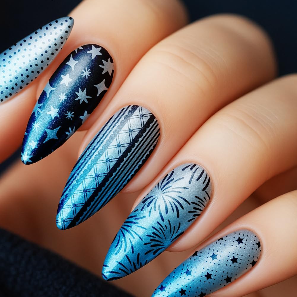 PH PandaHall 3pcs Christmas Nail Stamping Plate Snowflake Nail Art Templates Bow Cake Gift Fireworks Stencils Stainless Steel Image Plates Tool for Birthday Christmas Thanksgiving Holiday Winter