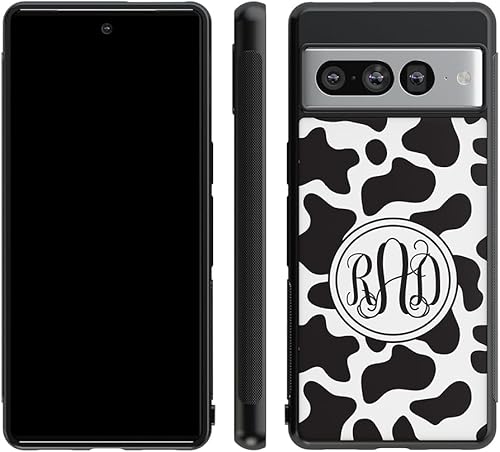 Miniatura 5 de Cow Texture Farm Animal Monogram Black Rubber Phone Case Compatible With Google Pixel 10, 10 Pro, 10 Pro XL, 9a, 9 Pro, Pixel 9, Pixel 9 Pro XL, 8a,