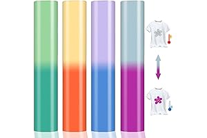 4 Sheets Heat Sensitive Iron on Vinyl, Hot and Cold Color Changing Vinyl HTV