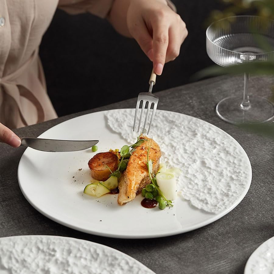 Generisch Catering-Teller, Steakteller, Keramikteller, Serviceteller, Platte, kreatives Hotel-Restaurant-Geschirr, runder Spaghettiteller, für alltägliche Mahlzeiten (Größe: 15,2 Zoll)