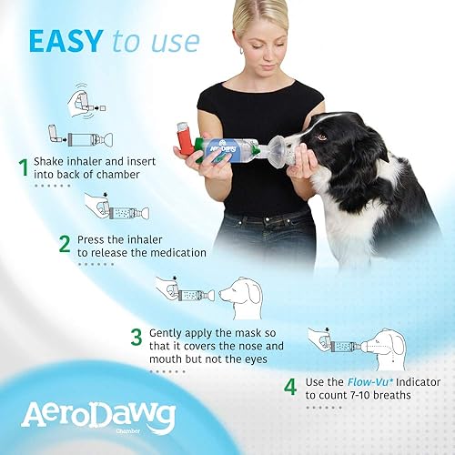 Miniatura 5 de Espaciador inhalador de cámara de aerosol canino original para perros pequeños y cachorros con indicador exclusivo Flow-VU*