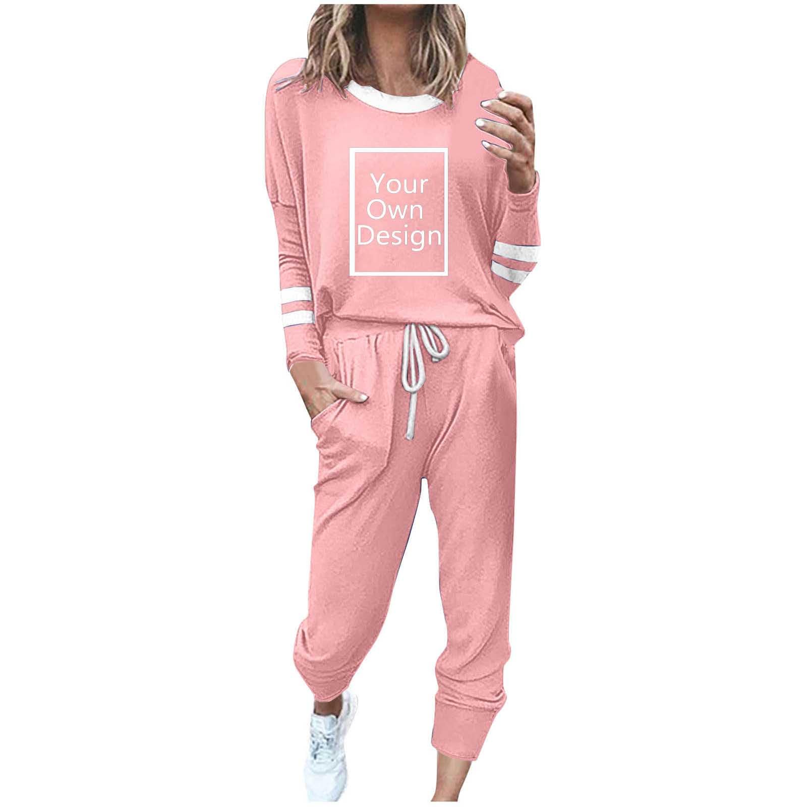 Personalised Tracksuits for Women Custom Full Set 2 Piece Outfit Plus Size Personalised Co Ord Set Customized Sweatsuits Lounge Sets Add any Text Photo