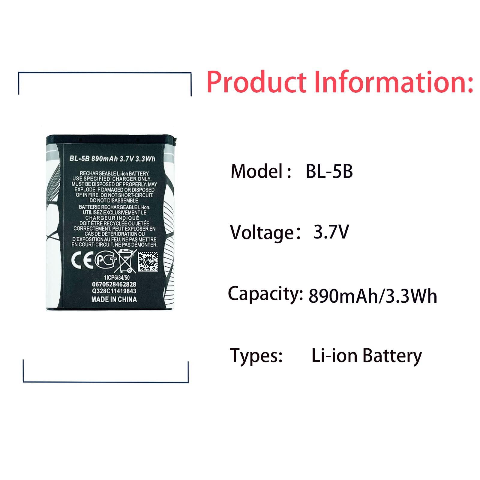Batteria Compatibile Nokia BL-5B - Alta Capacità Per 5200, 3220, 6060 - Foto 9
