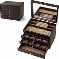 Amazon｜ジュエリーボックス 木製 大容量 鏡付き 4段 引き出し