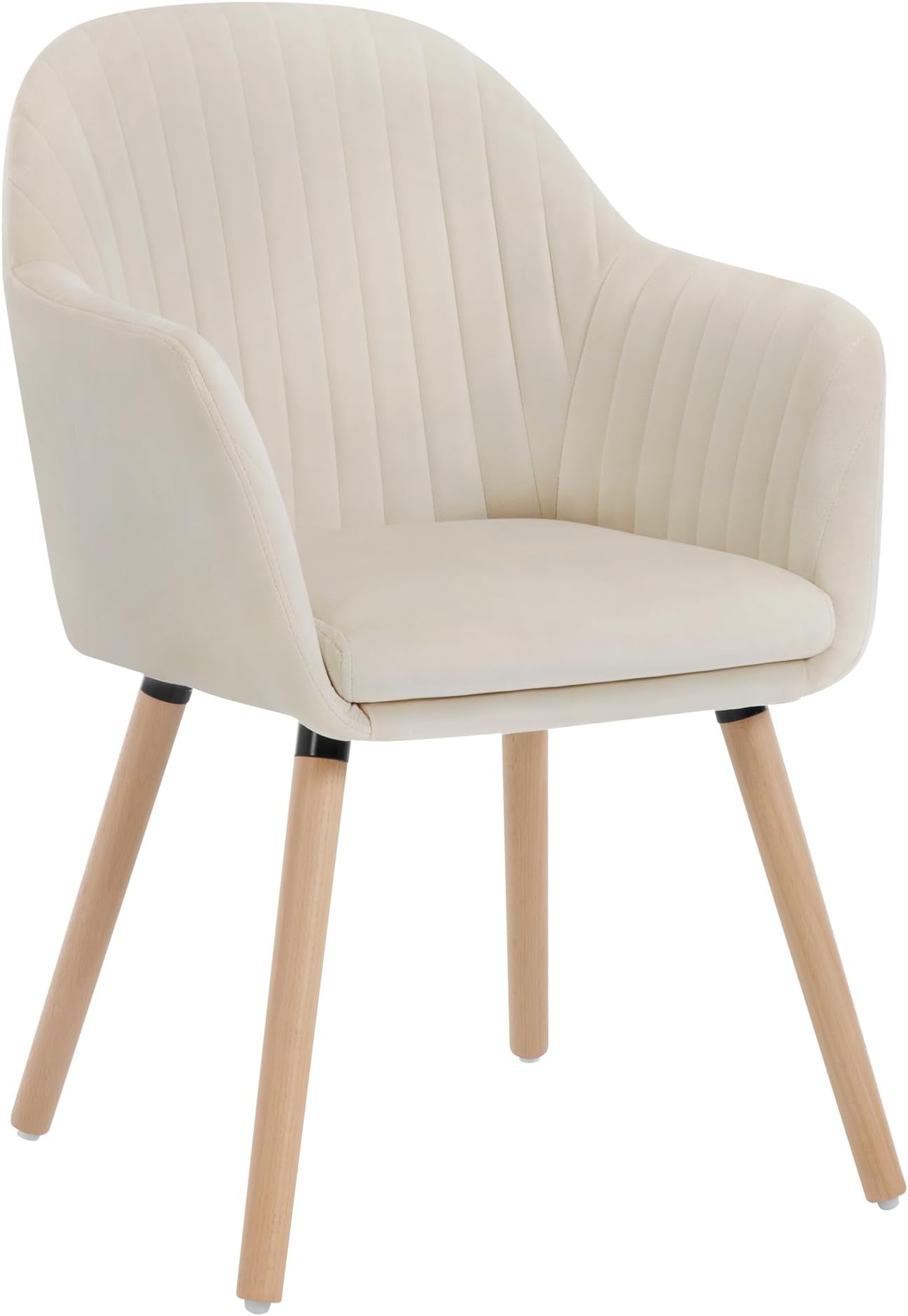 WOLTU Dining Chair, Bedroom Chair, Upholstered, with Arms, Backrest, Solid Wood Legs, Tub Armchair, Cream