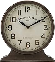 NIKKYHOME Antique Mantel Clock - Silent Battery Operated Wooden Metal Desk Table Clock for Home Office Bedroom, Brown