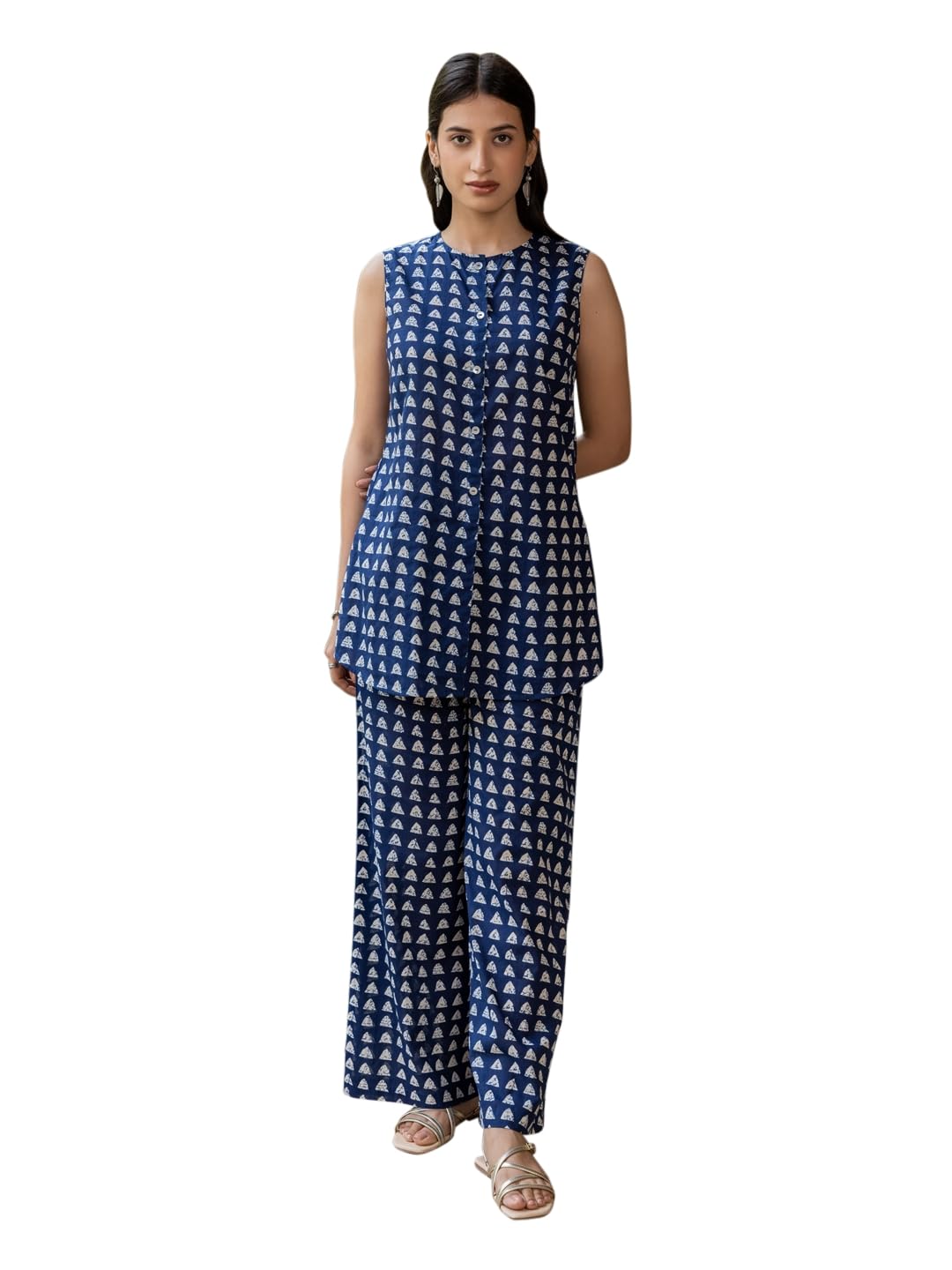 fiorra Women's Navy Blue Cotton Printed Co-ord Set-picture-33