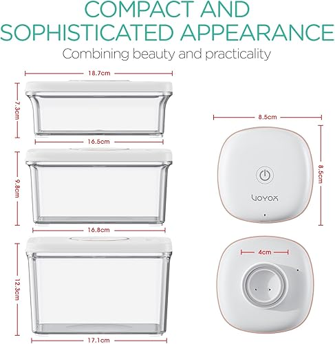 Miniatura 7 de Sellador al vacío de mano para alimentos con 3 recipientes de vacío, mini y sellador al vacío portátil para conservación de alimentos, recargable e