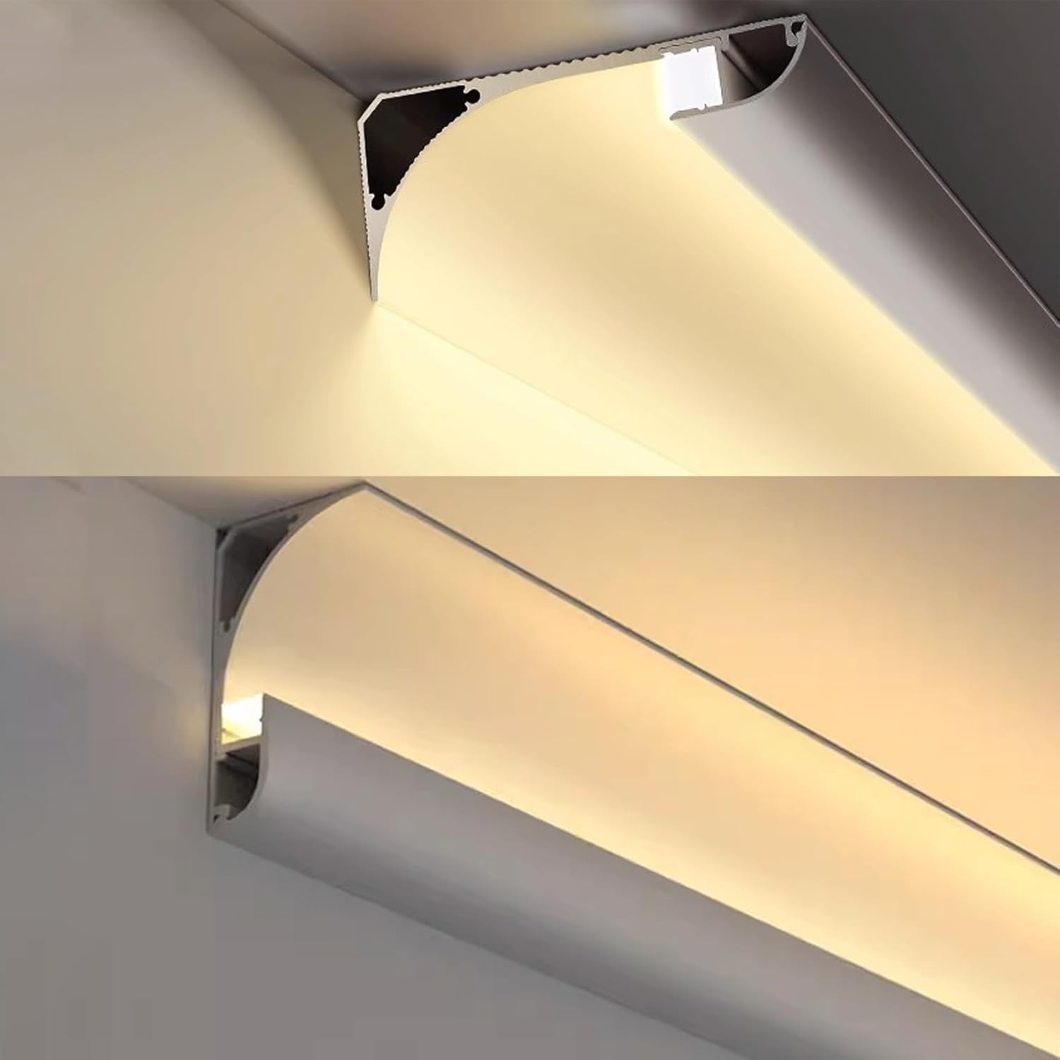 LED Crown Molding Indirect Lighting Channel for Ceiling and Wall, Baseboard Skirting Track Light with Aluminum Profile - Small Size, 3.8m/12.5ft