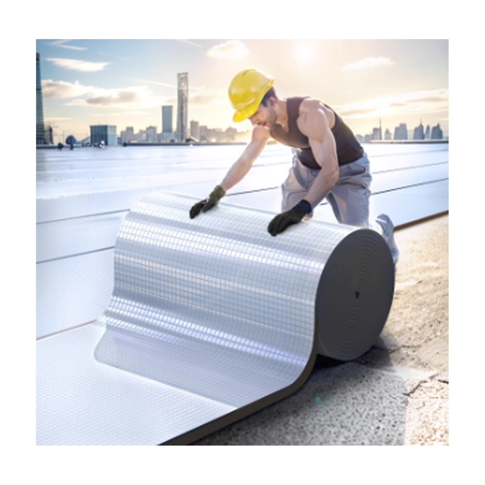 Insonorizzazione Auto Pannelli Isolanti Acustici，rotolo isolante Pannello riflettente autoadesivo in schiuma di alluminio, pannello riflettente for radiatore.(1*3m/3.2*9.8ft,10MM(THK))