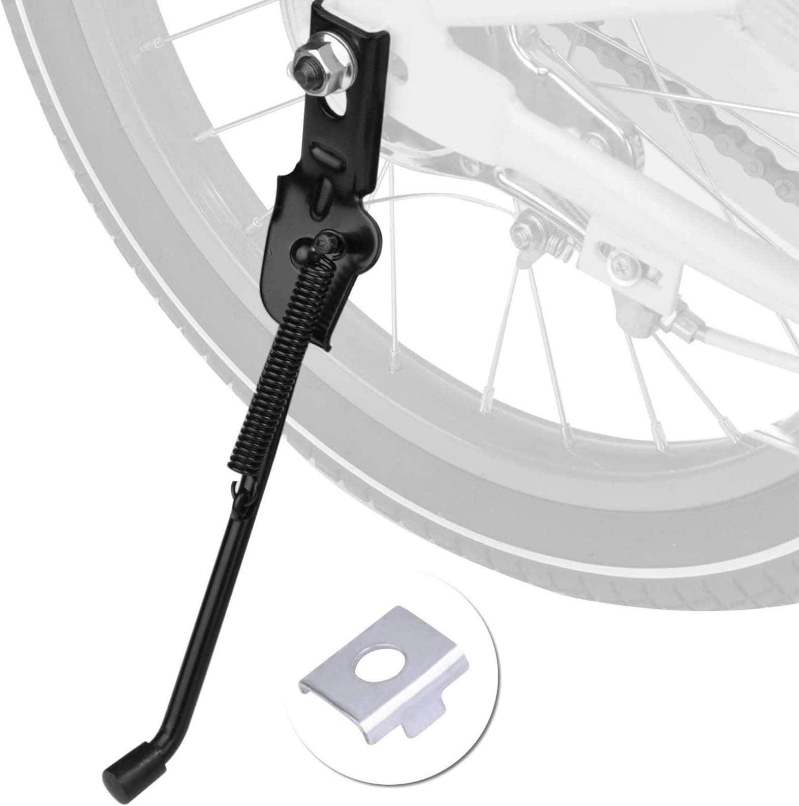 SEISSO Bike Kickstand for Kids Bike, Universal Rear Side Bicycle Kick Stand, Premium Steel with Pad, Replacement Child Kickstand