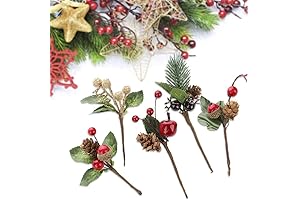 20 PCS Christmas Berry Picks with Pine Cones