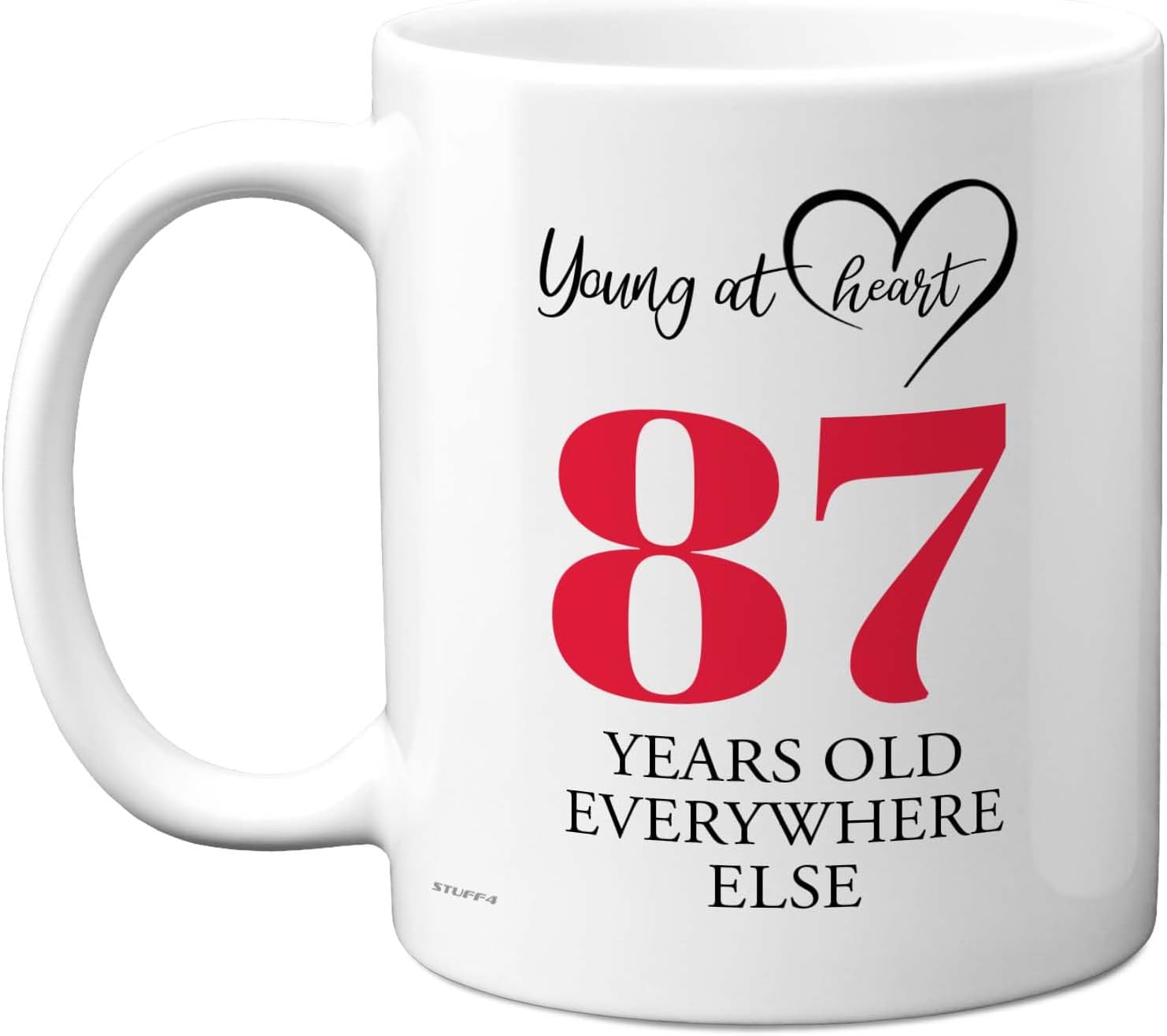 87th Birthday Gifts for Women Men, Cheeky Novelty Mug Young at Heart, Gag Joke Gifts, Perfect Funny Mugs for Eighty-Seven Eighty-Seventh Birthday Present, 11oz Ceramic Coffee Mugs