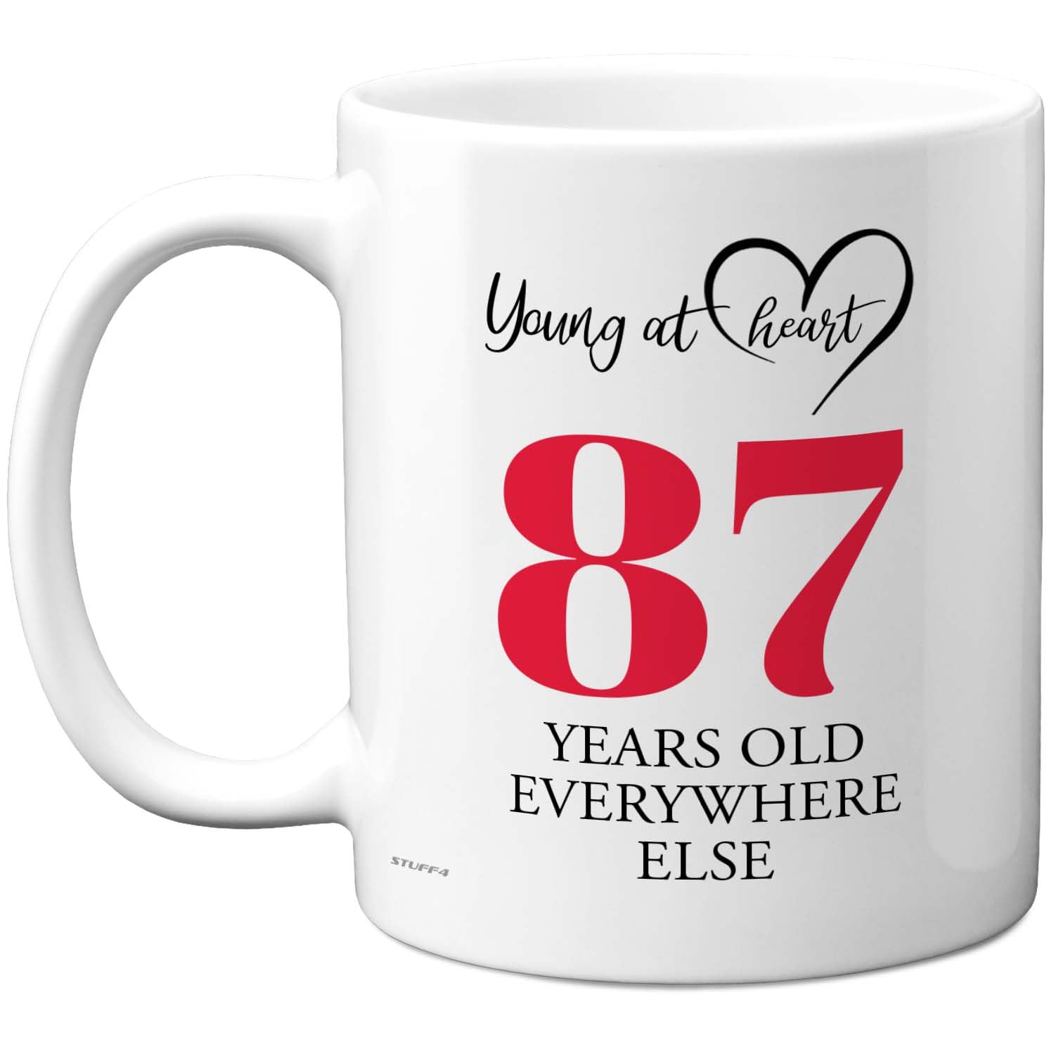 87th Birthday Gifts for Women Men, Cheeky Novelty Mug Young at Heart, Gag Joke Gifts, Perfect Funny Mugs for Eighty-Seven Eighty-Seventh Birthday Present, 11oz Ceramic Coffee Mugs