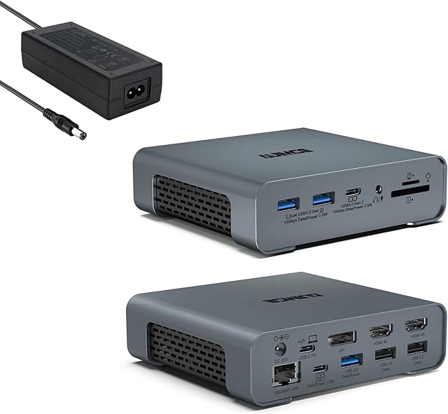 USB C Docking Station Triple Monitor for Dell/HP/Lenovo/Surface/MacBook Laptops,16 in 1 USB C Dock Multiport Adapter with Dual HDMI Ports,DP, Ethernet,3 USB3.2 Gen2 10Gbps and AC 65W Power Adapter