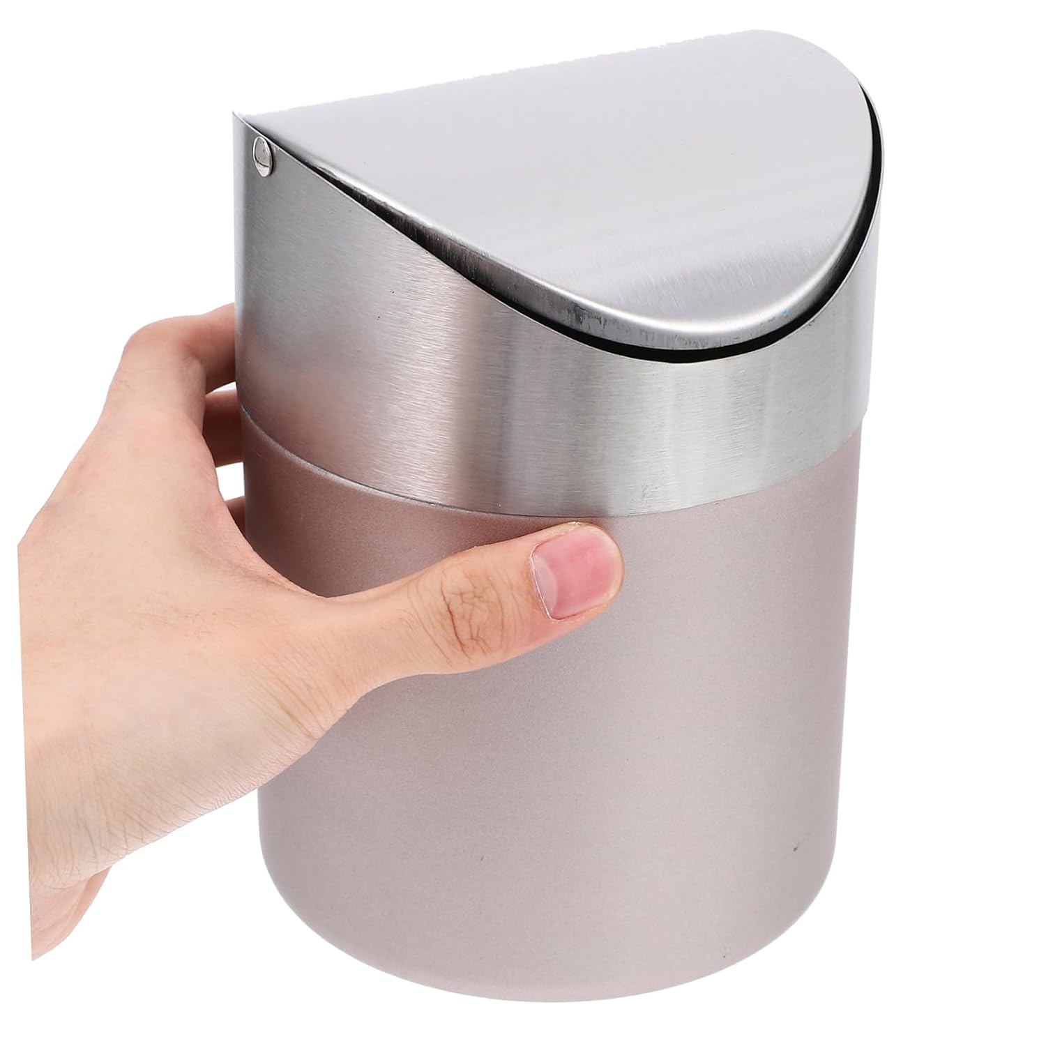 CHILDWEET Desk Lidded Waste Bin Small Trash Can Swing Lid Garbage Bin Table Top Waste Container