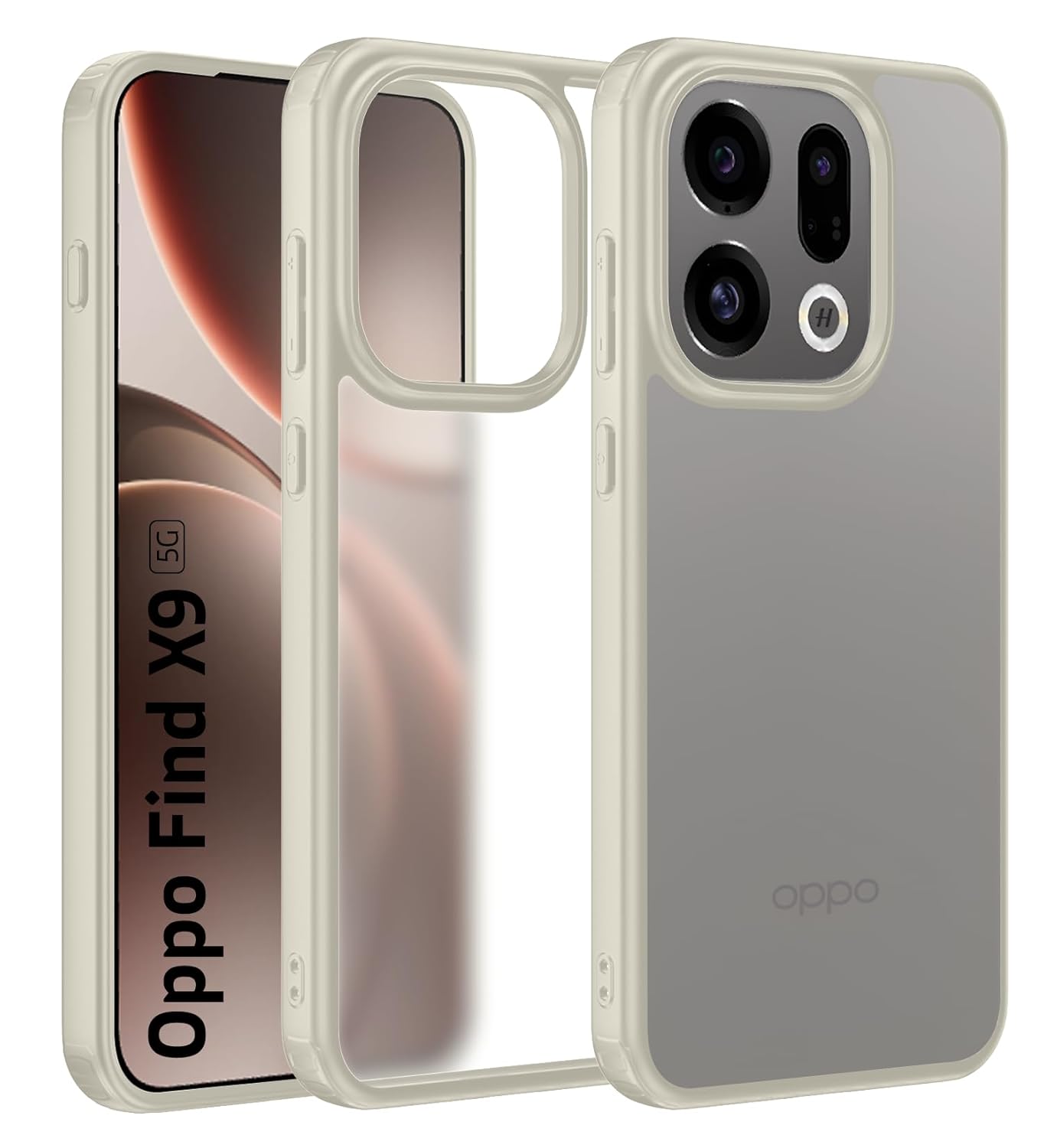 Golden Sand for Oppo Find X9 5G Back Cover – Rugged Frosted Semi Transparent PC Shock Proof Slim Case, Titanium Grey