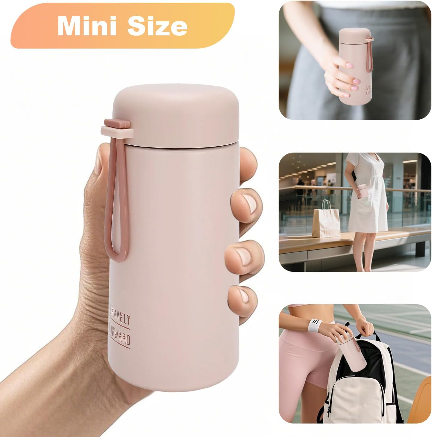 Mini Water Bottle 9oz/270ml, Small Insulated Water Bottle for Hot&Cold Drinks, Stainless Steel Vacuum Cup with Carry Handle, Matte Insulated Sport Tumbler Leak Proof for School Travel Outdoor - Image 5