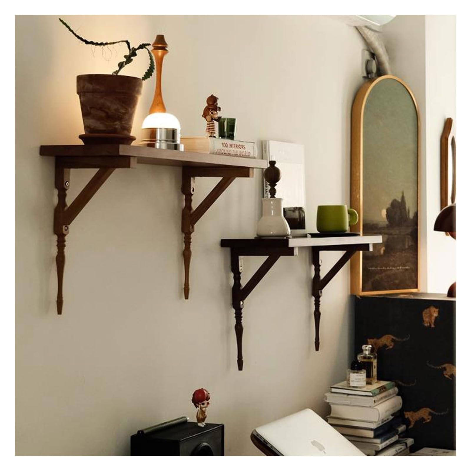 Estante Flotante rústico Estantes flotantes Estante de Pared Colgante(Walnut Color)