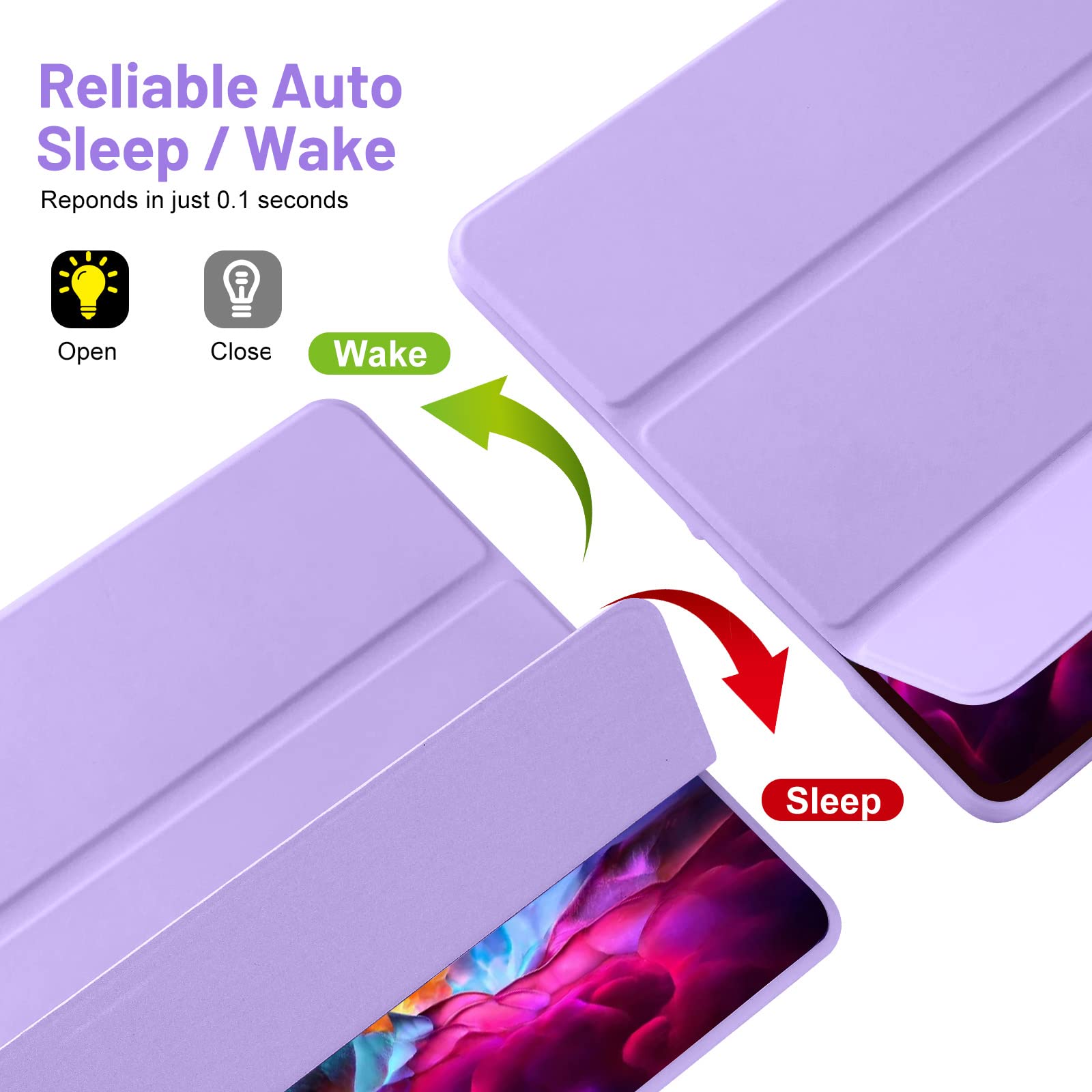 Custodia Cover Compatibile con iPad 9 8 7 Generazione (10.2 Pollici, 2021/2020/2019), Supporta la Carica di Pencil 2nd Gen, Auto Sveglia/Sonno (Viola)