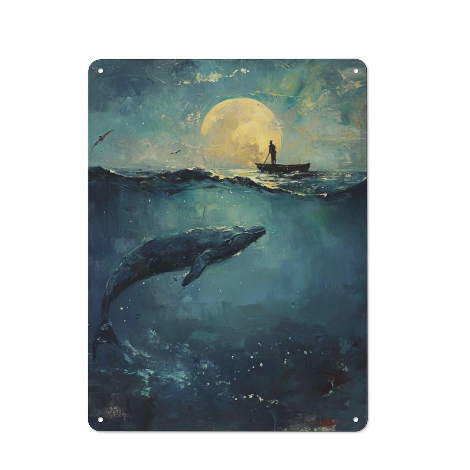 Junmoney Moonlit Sea Journey Retro Tin Sign 40X30cm For Pub Or Café, For Collectors Building A Themed Wall Display