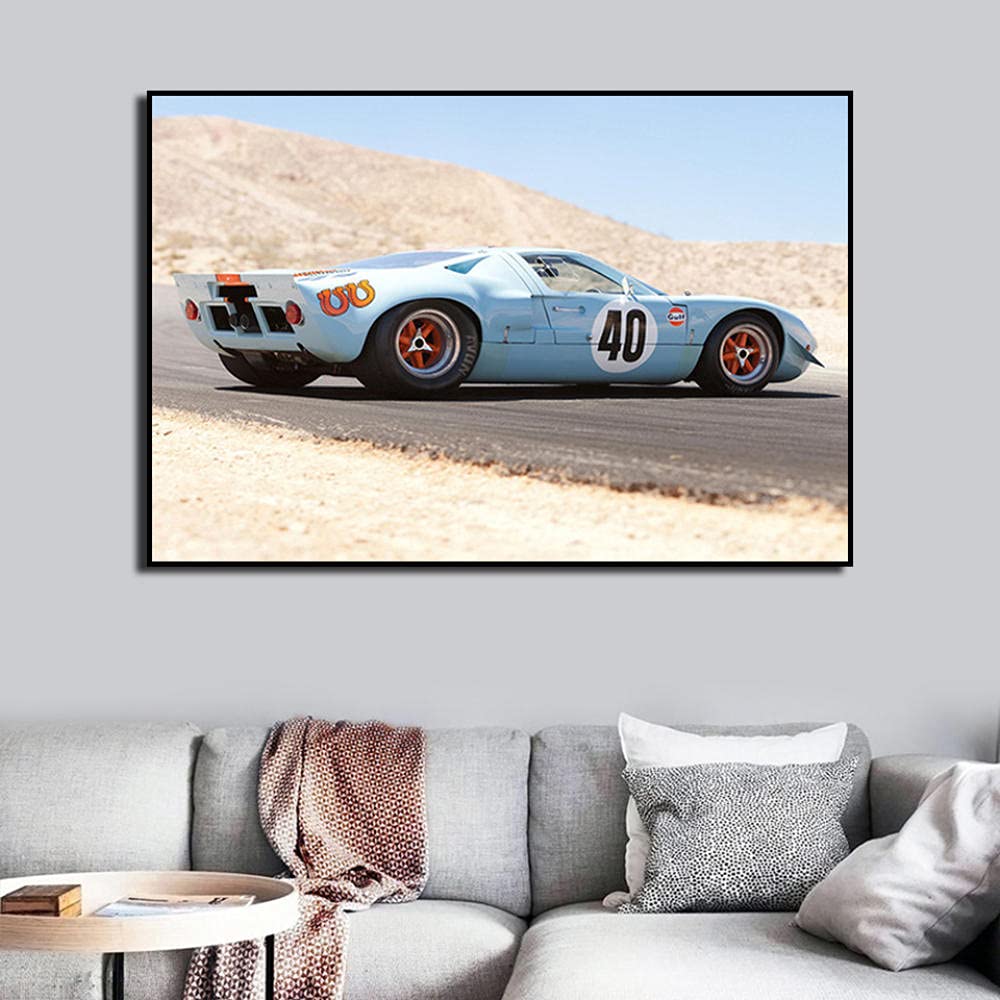 Amazon.co.jp: ガルフフォードGT40ルマンレーシングカーキャンバス絵画