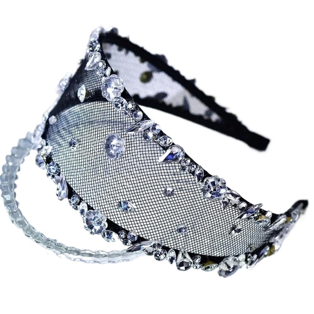 Fascia Decorativa per Capelli Femminile di Alto li Cerchietto for Capelli con Strass, a Tesa Larga, in Stile Barocco, for Feste di Nozze, for Donne GL45