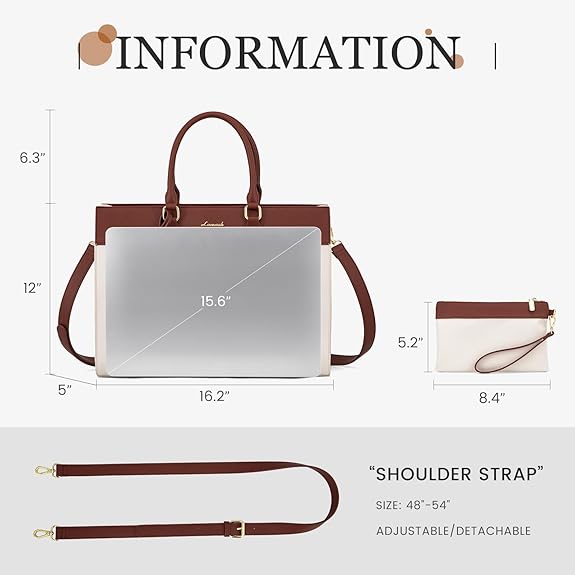 LOVEVOOK Laptoptas voor dames, handtas, werktas, lerarentas, groot, waterdichte shopper, tas, schoudertas, aktetas, schoudertas, tote bag voor business school (Beige Zwart, M LOVEVOOK Laptoptas voor dames, handtas, werktas, lerarentas, groot, waterdichte shopper, tas, schoudertas, aktetas, schoudertas, tote bag voor business school (Beige Zwart, M