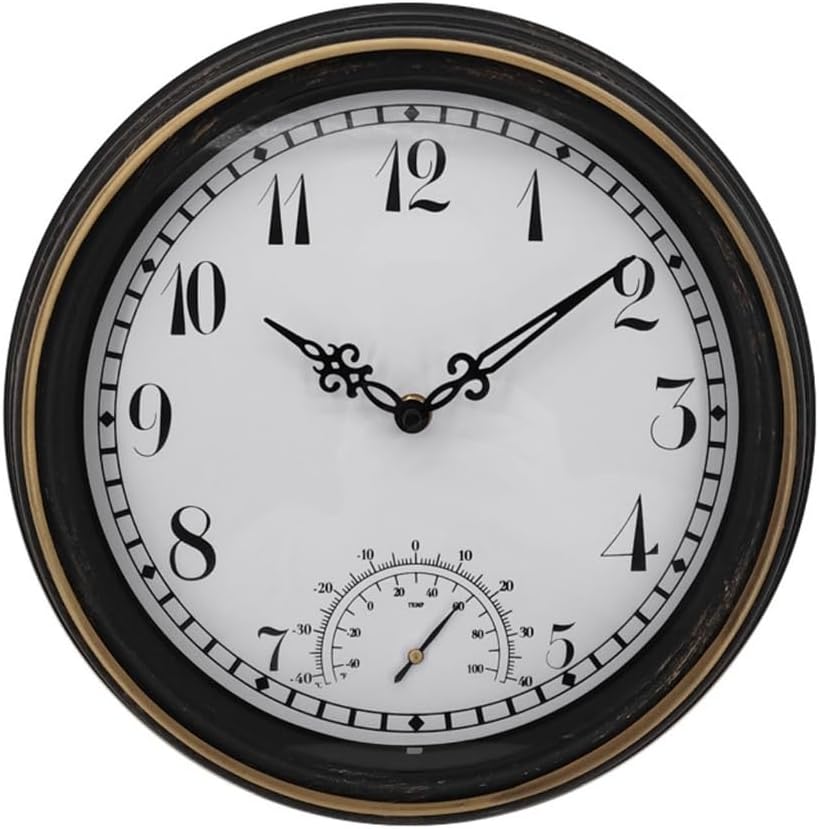 12inch Retro Waterproof Clock with Digital Display Ornament for Indoor Outdoor Garden Yard Decoration