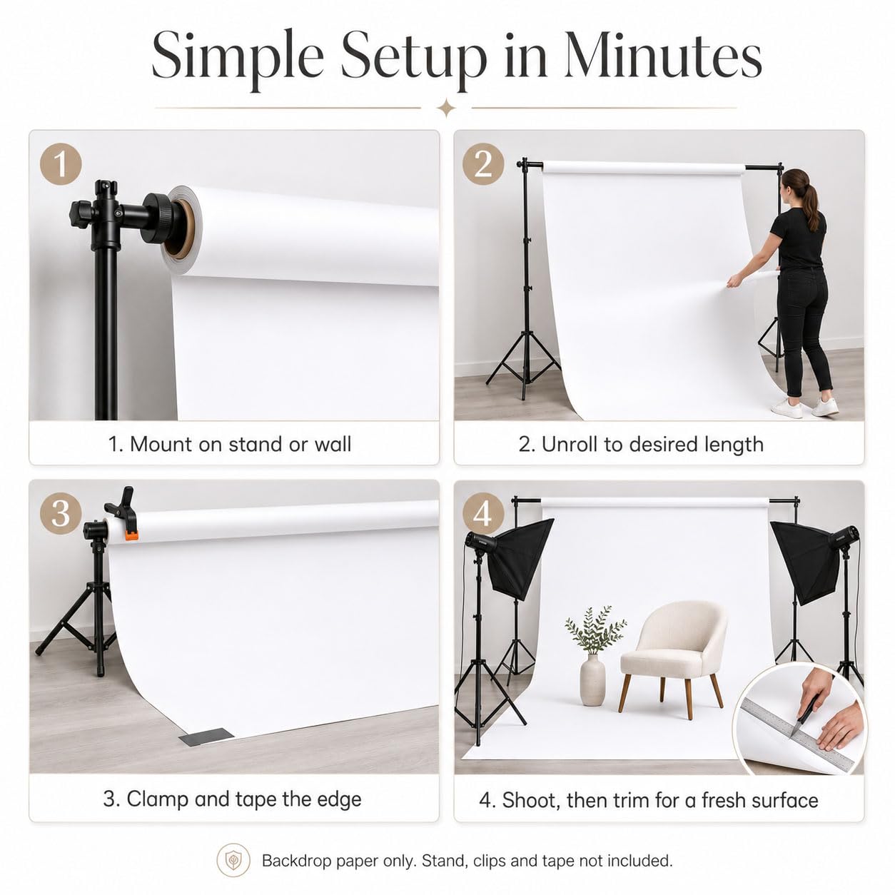 Yizhily Papier do fotografii, 93 arktyczny biały 135 cm szerokości x 5 m długości