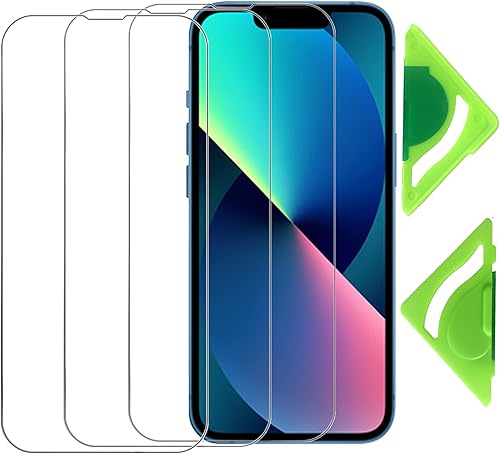 Protector de pantalla ultra transparente para iPhone 13 mini (paquete de 3) con alineador universal, borde 2.5D, película protectora de vidrio disponible en Yaxa Peru