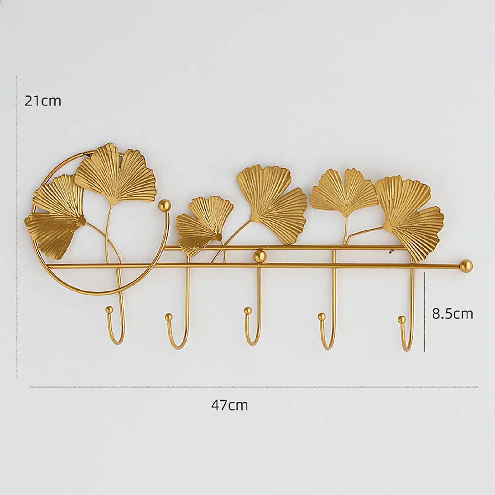 2 ganchos decorativos de pared, gancho para colgar en la pared, adecuado para dormitorio, sala de estar, pasillo, decoración de pared, colgante de porche, percha, dorado