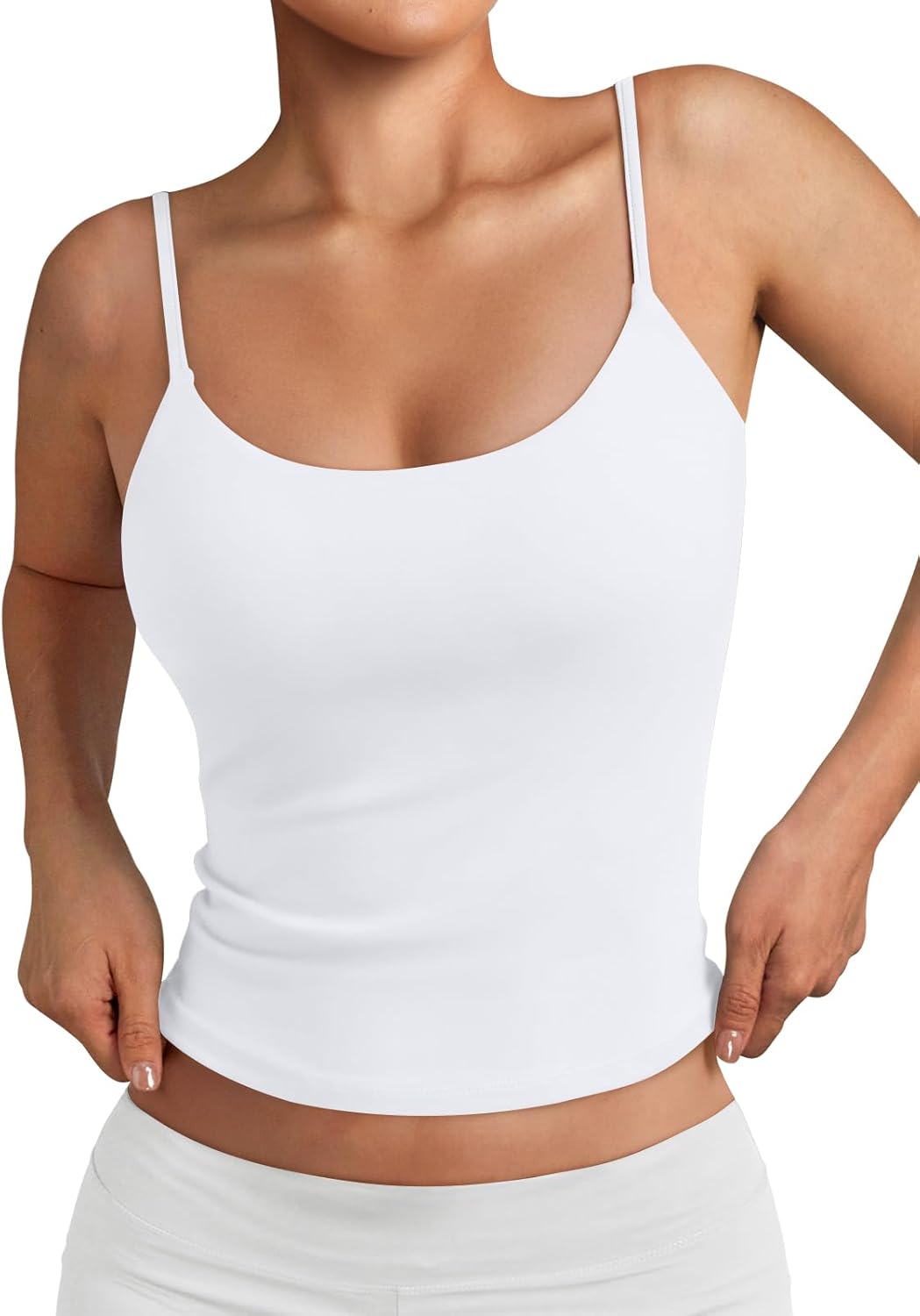 Double Lined Adjustable Spaghetti Strap Tank Top for Women Cute Summer Basic Crop Top for Teen Workout Going Out