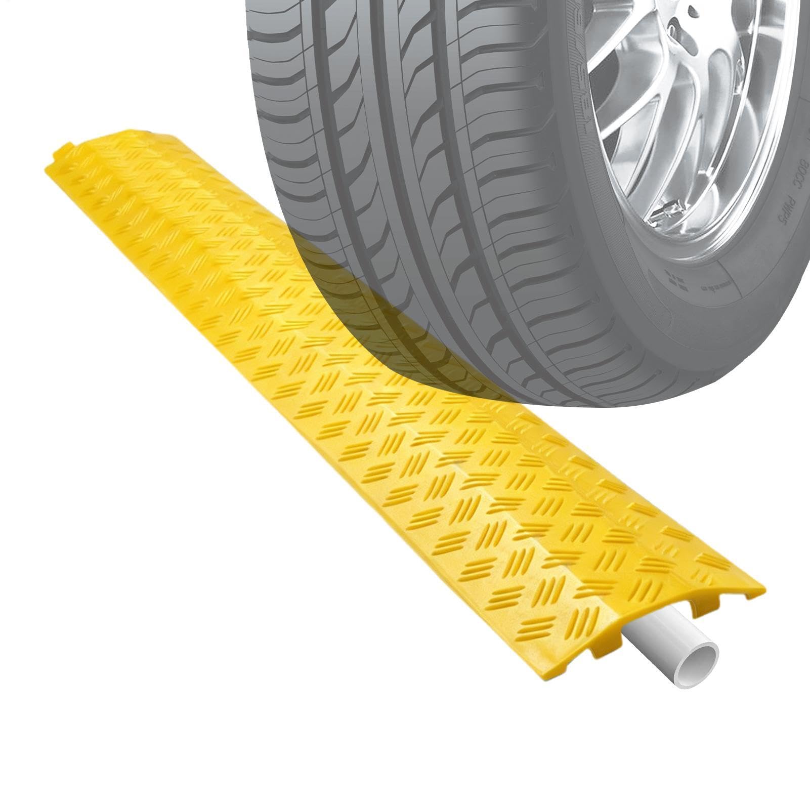 Driveway Hose Protector - Heavy Duty Cable Protector Ramp 100x13x2cm | Anti-Trip Wire Cover For Outside Road | Indoor Office Hotel Walkway Floor Cord Management