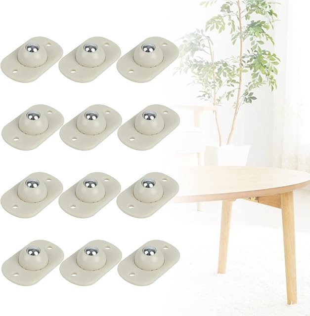 QOPAHI Self Adhesive Castor Wheels, Heavy Duty Stick On Wheels Small Wheels Mini Castors Rotation Sticky Pulley for Small Furniture Trash Can Box Diy Projects, 12 Pcs(Stainless Steel Ball)