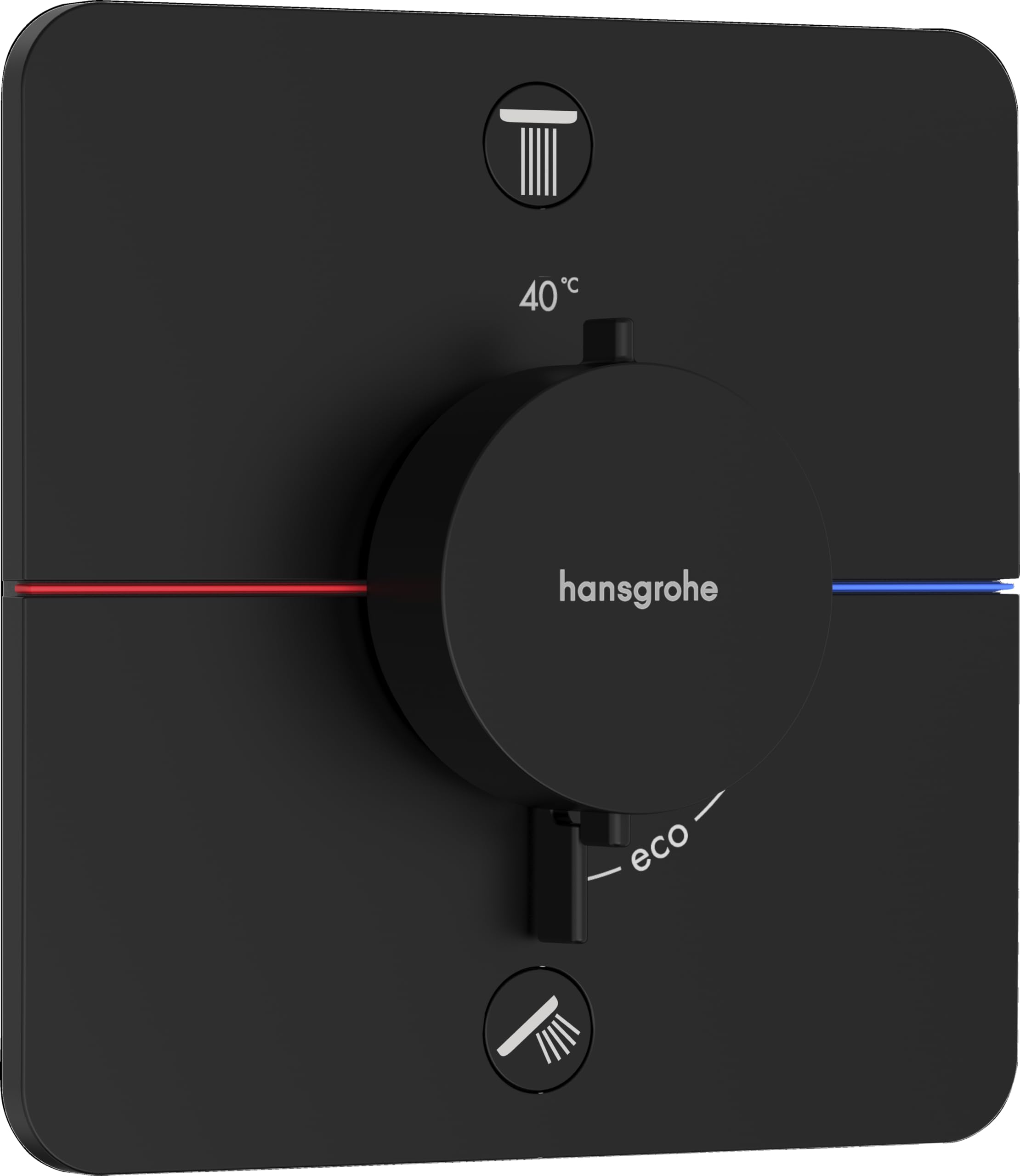 hansgrohe ShowerSelect Comfort Q - Thermostat Unterputz, Armatur mit Sicherheitssperre (SafetyStop) bei 40° C, Thermostat, Mischbatterie für 2 Verbraucher, Mattschwarz