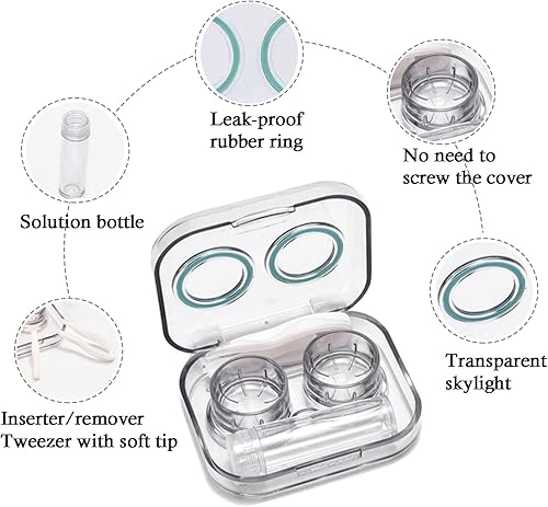 Vista 2 de Estuche para Lentes de Contacto, Tamaño de Viaje con Tapa Abatible, Kit de Herramientas Lindo y Colorido para Aplicador y Extracción de Lentes