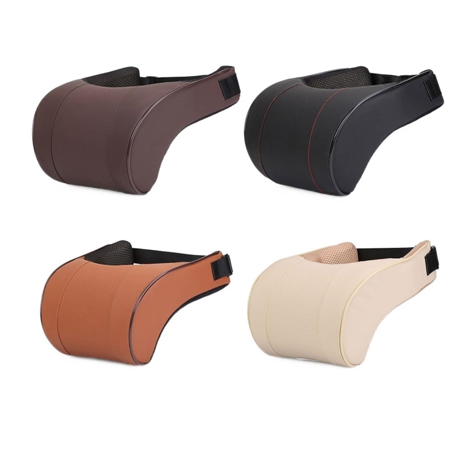 SSIMOO PU Leather Auto Car Neck Pillow Memory Foam Filling Neck Rest Seat Poggiatesta Cuscino Soluzione di Supporto Compatibile for Bambini e Adulti (Color : Beige)