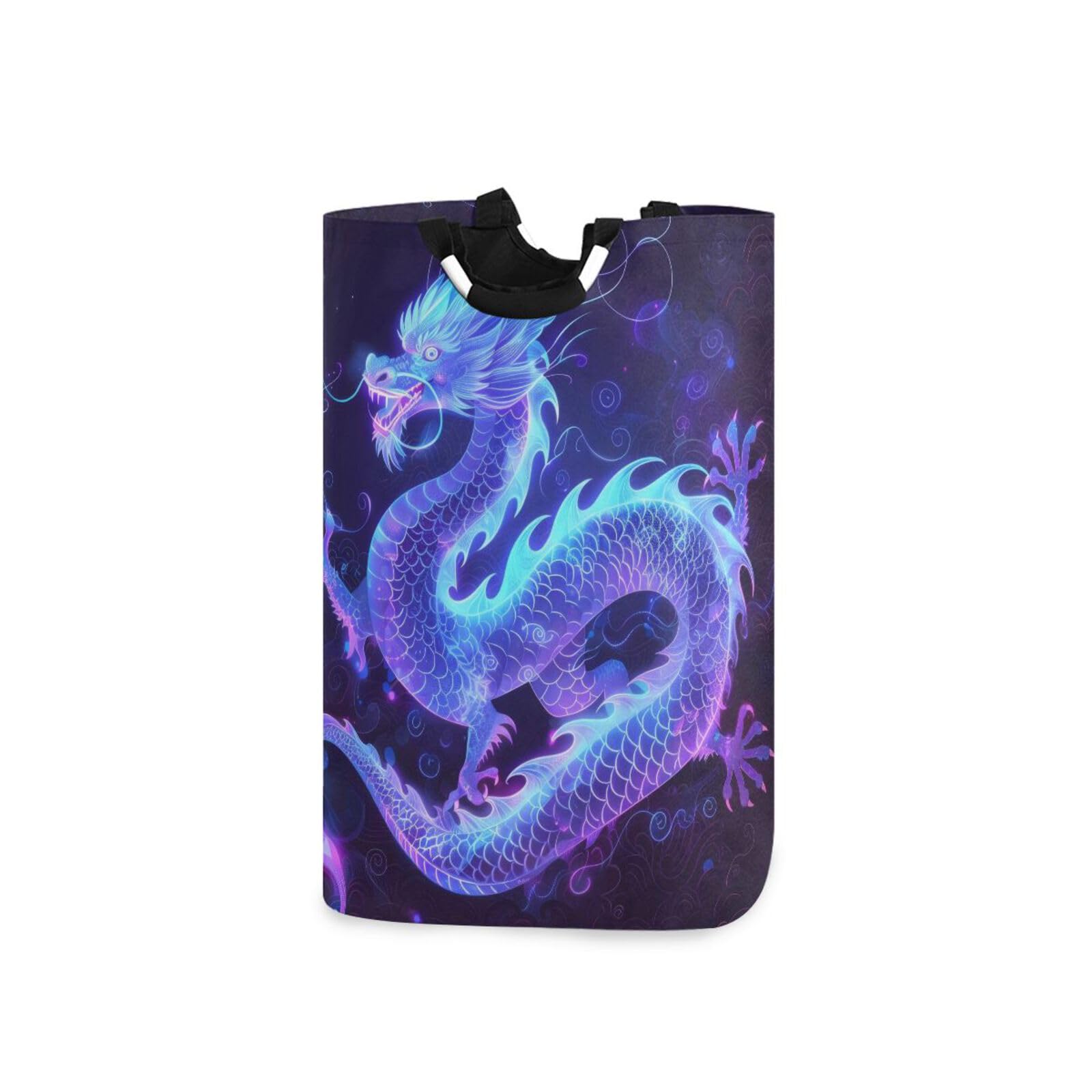 Jihqo Laundry Hamper Basket Serious Dragon with Cloud Collapsible Nursery Storage Bin Waterproof Clothing Baskets for Home Bedroom Bathroom Washing Room