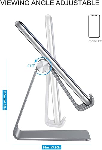 Miniatura 10 de OMOTON Soporte ajustable para teléfono celular, soporte para teléfono de escritorio de aluminio C2, compatible con iPhone 15, 14, 13, Xs, XR, 8