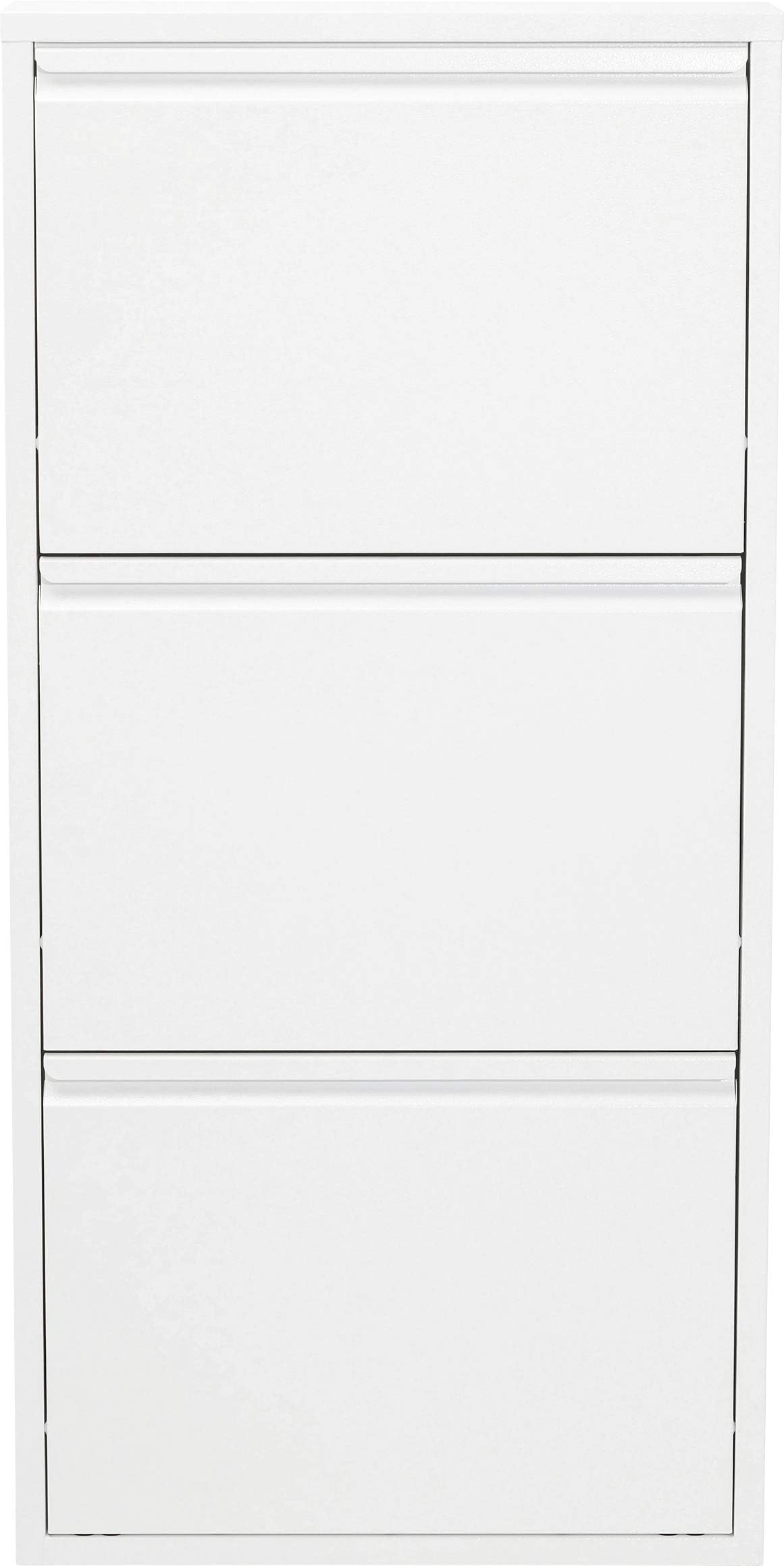 Kare Design Shoe cabinet Caruso, White, 104x50x15 cm, Tilting shoe cabinet, Shoe storage, with 3 flaps, for 6 pairs of shoes, Narrow, Space-saving, Tall, Entryway
