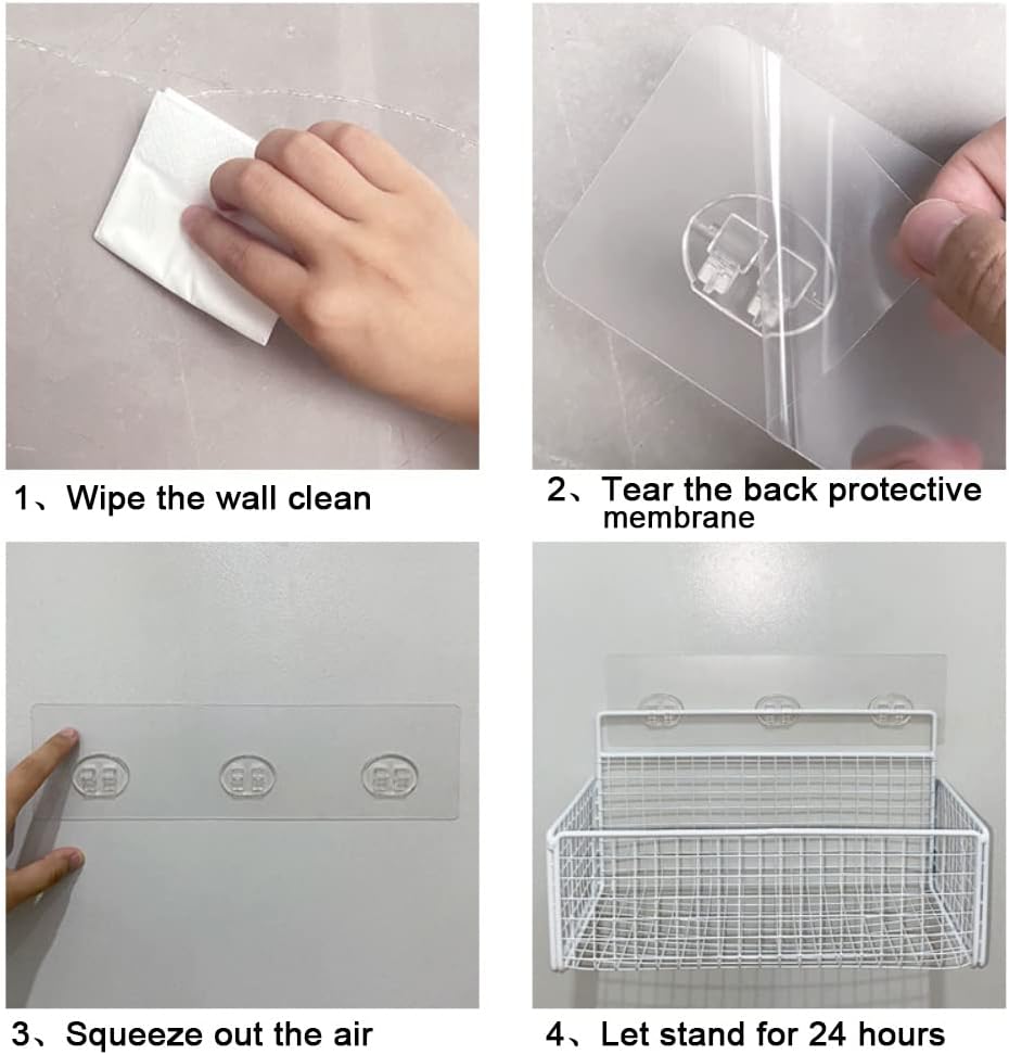 2 Pieces Shower Caddy Replacement Transparent Strong Adhesive Patch for Shower Caddy Soap Holder No Drilling Bathroom Storage Shelves and Kitchen Racks Holder