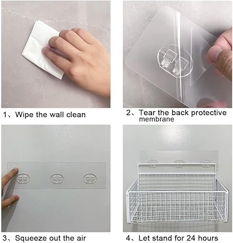 Miniatura 4 de 2 piezas de organizador de ducha transparente fuerte parche adhesivo para ducha soporte de jabón sin taladrar estantes de almacenamiento de baño y