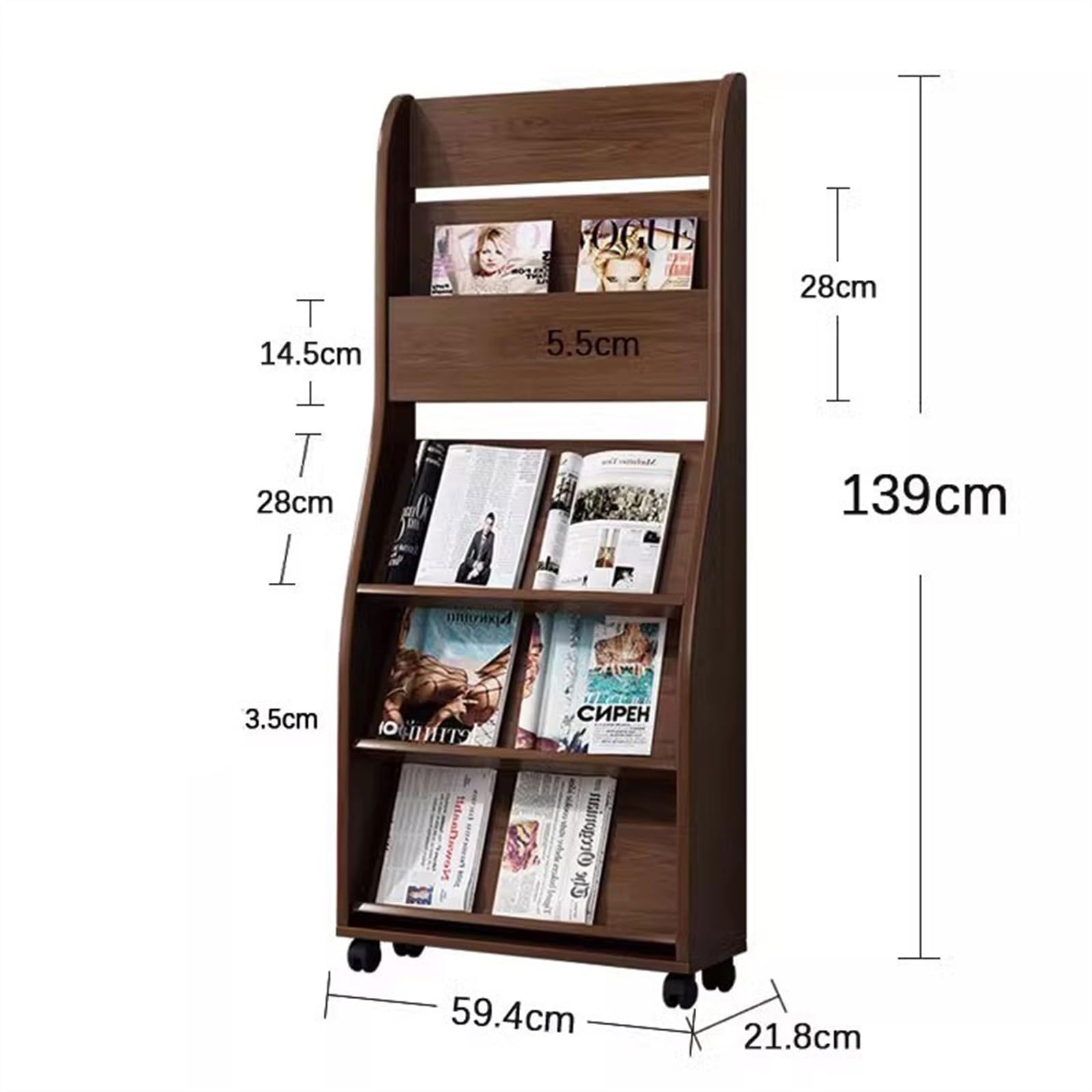 Zeitungsständer Prospekthalter Zeitschriftenregal aus Holz, Informationsständer, Bodenpräsentationsständer, Hausplan-Werbeständer, vertikale Zeitungsregale Zeitungshalter stehend