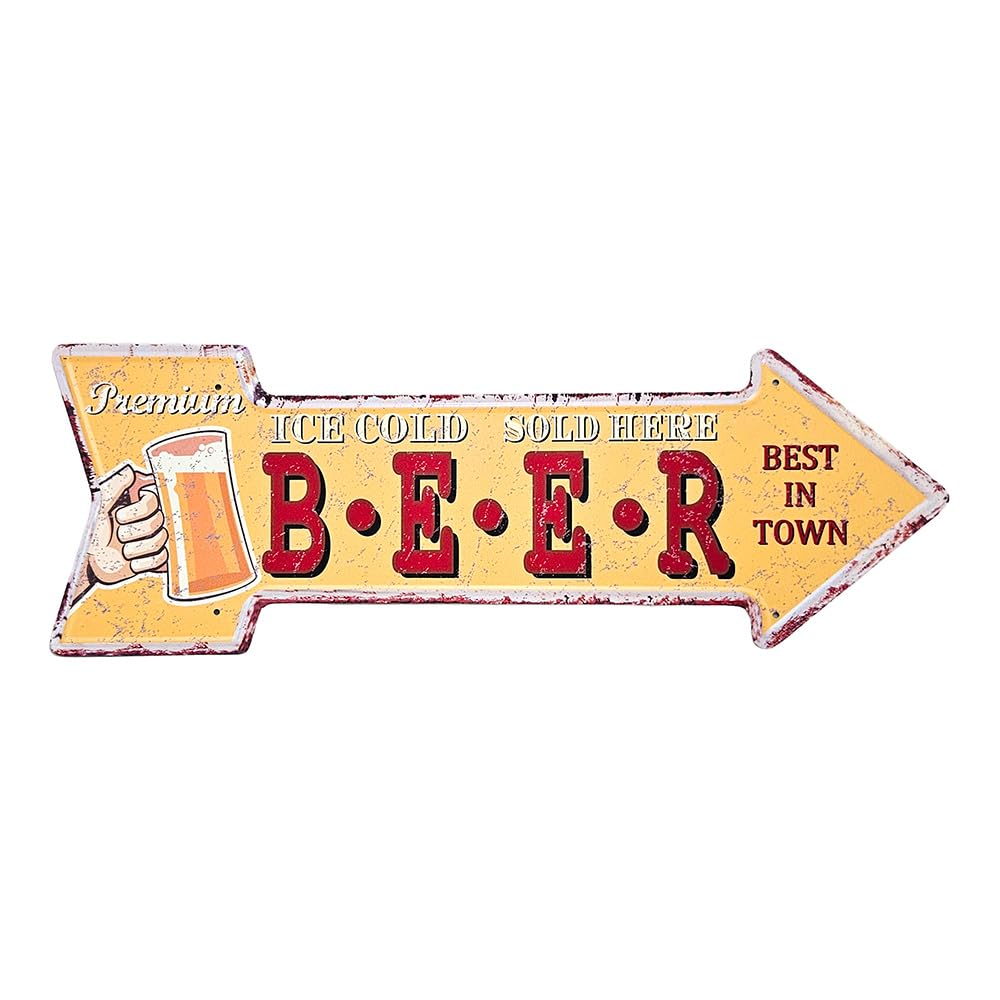 Amazon.co.jp: アメリカン雑貨 サインプレート ブリキ看板 矢印 BEER
