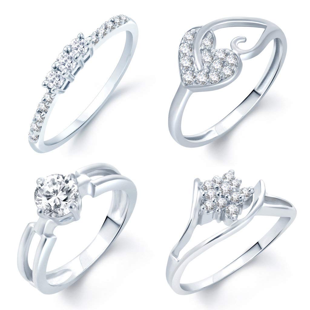 Incredible Rhodium Plated Set of 4 Cz Ring Combo for Women (288CB1300_13)-image-42