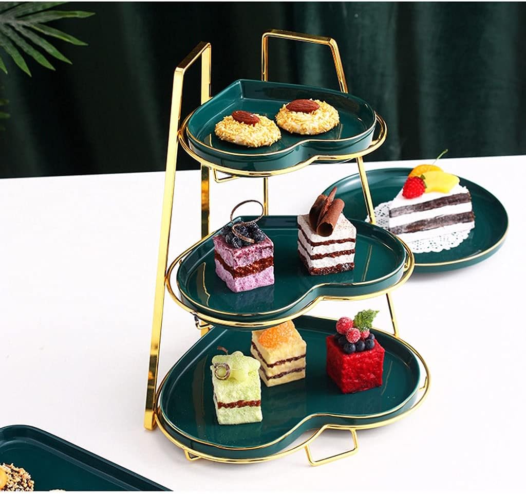 Dessert Stand Heart-Shaped Cake Stand, Multi-Layer Candy Fruit Plate Afternoon Tea Dessert Stand Three-Layer Creative Wedding Dessert Display Stand Cupcake Stand Serving Tray